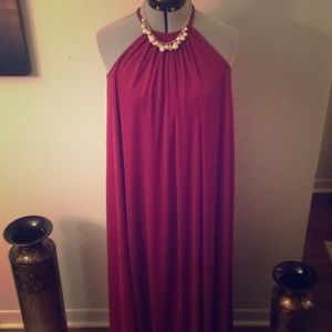 NWT Long Silk Bordeaux Dress